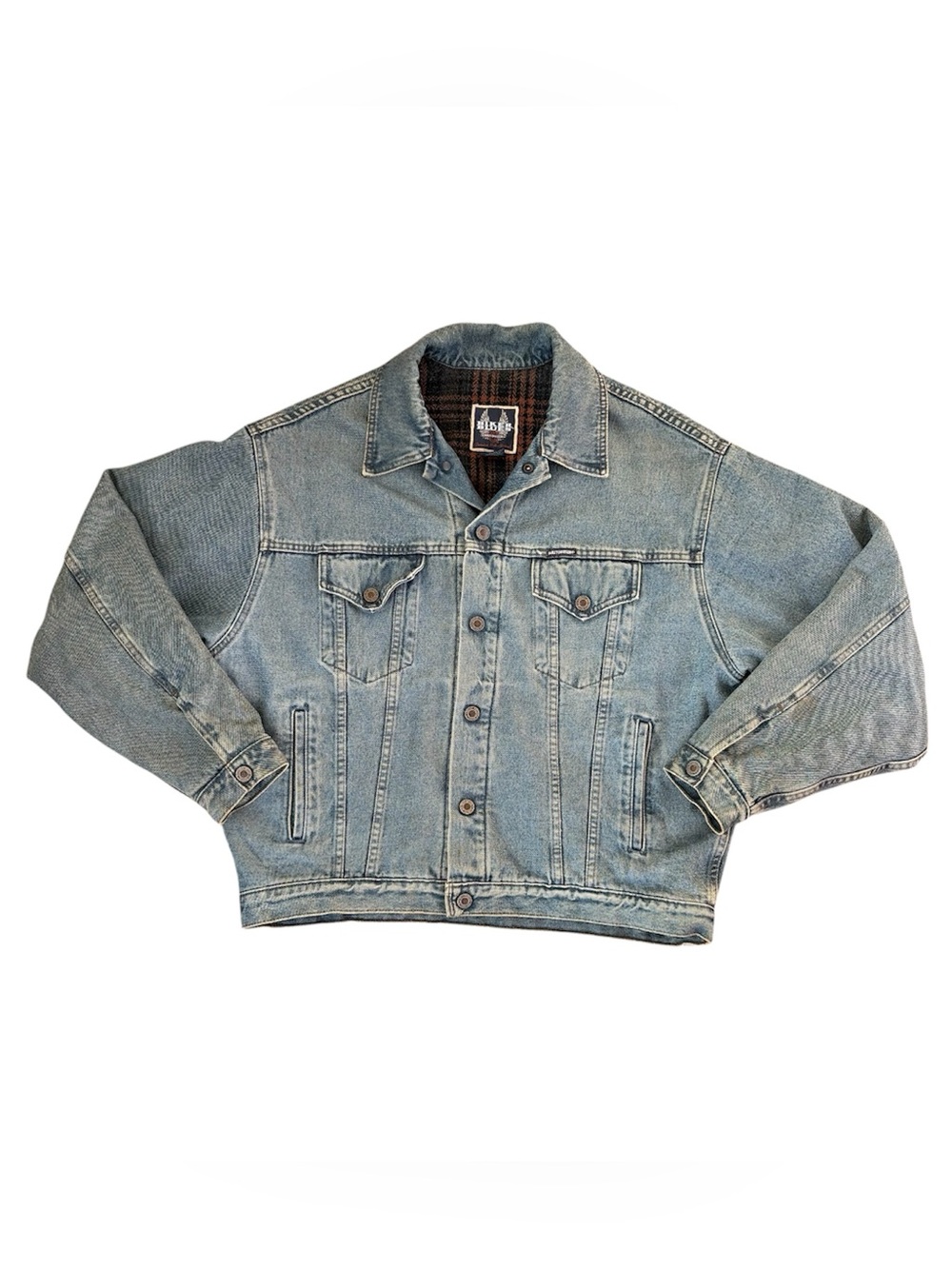 Vintage Harley-Davidson Biker Blues Jean Jacket Wool Flannel Lined Size Large